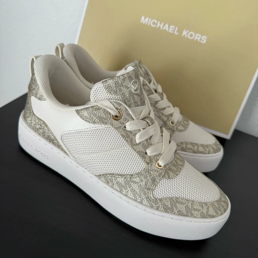 New Michael Kors Emmet Rumi Lace up Sneakers Signature Logo